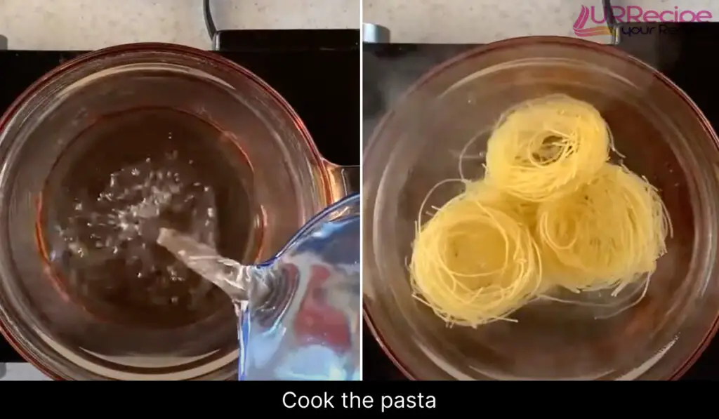 Boiling the pasta in salted water for olive garden shrimp scampi recipe